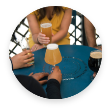 People drinking wine and beer